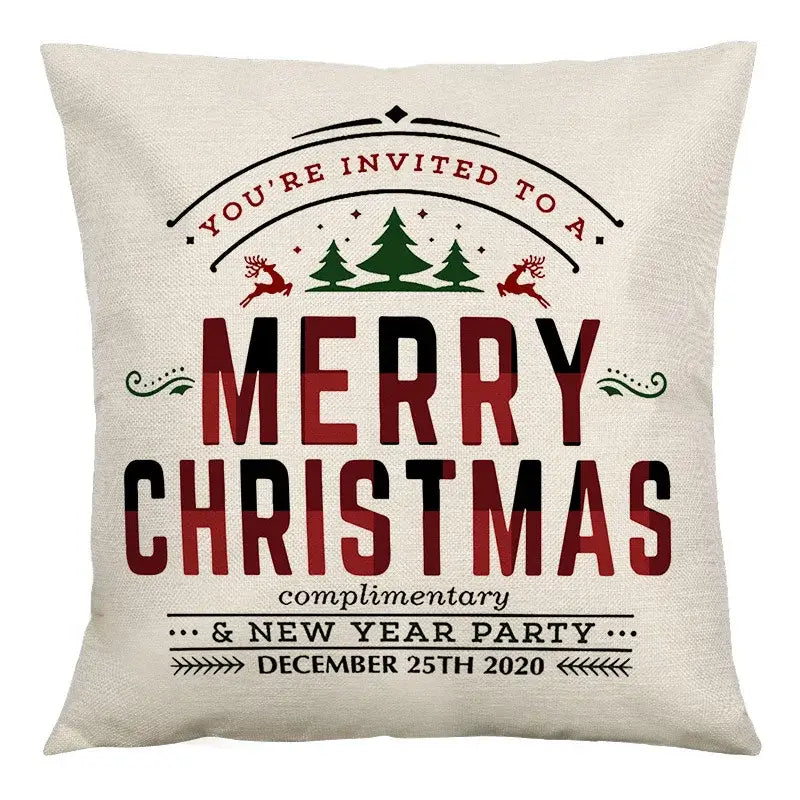 Plaid Christmas Linen Cushion