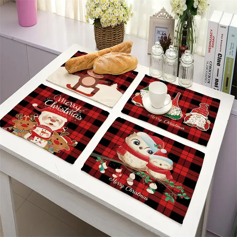 Plaid Linen Table Mats