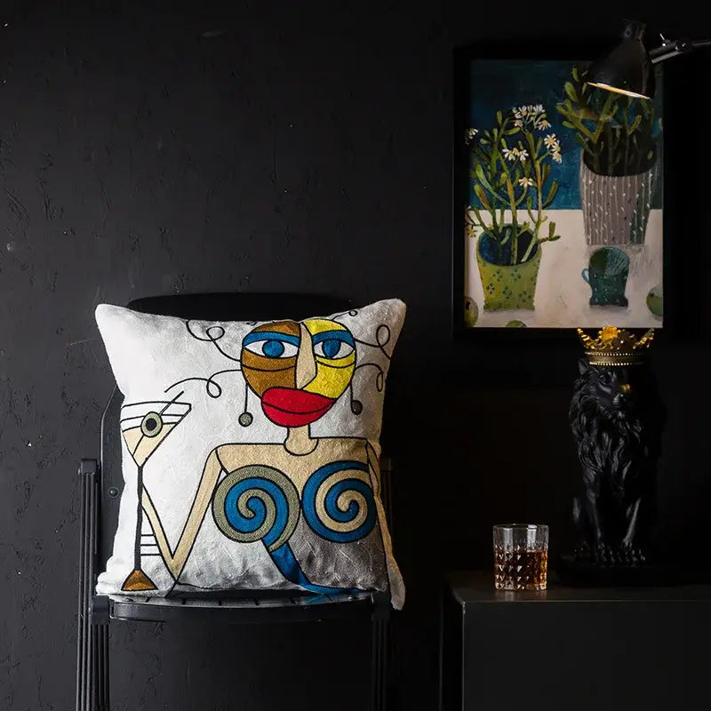 Abstract Cat Cushion Cover