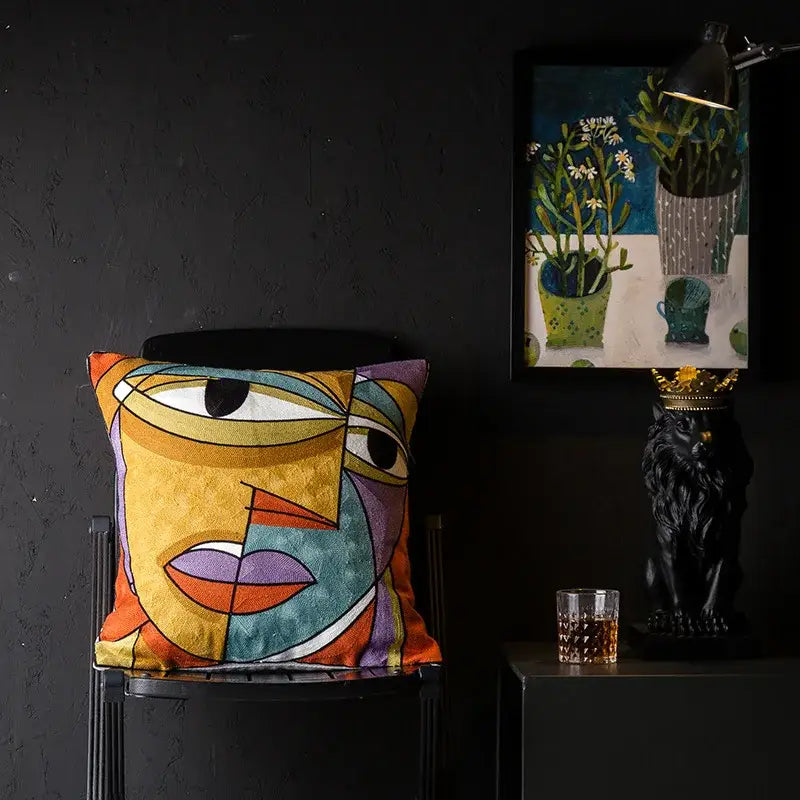 Abstract Cat Cushion Cover
