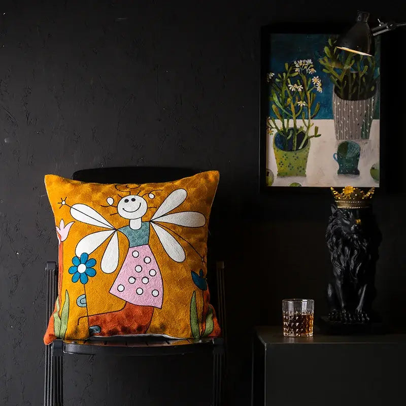 Abstract Cat Cushion Cover