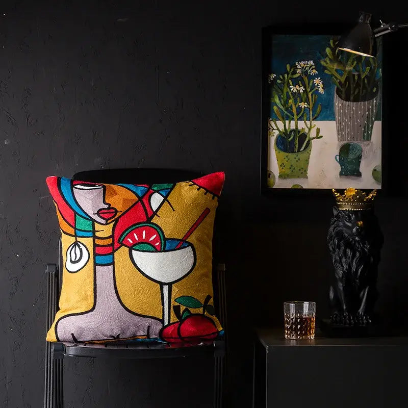 Abstract Cat Cushion Cover