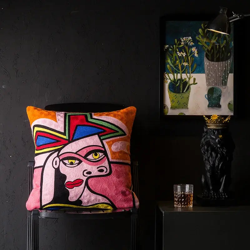 Abstract Cat Cushion Cover