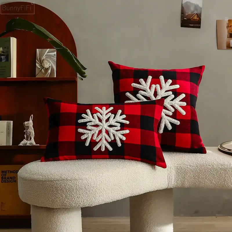Red Plaid Cushion Cover Velvet 45cm