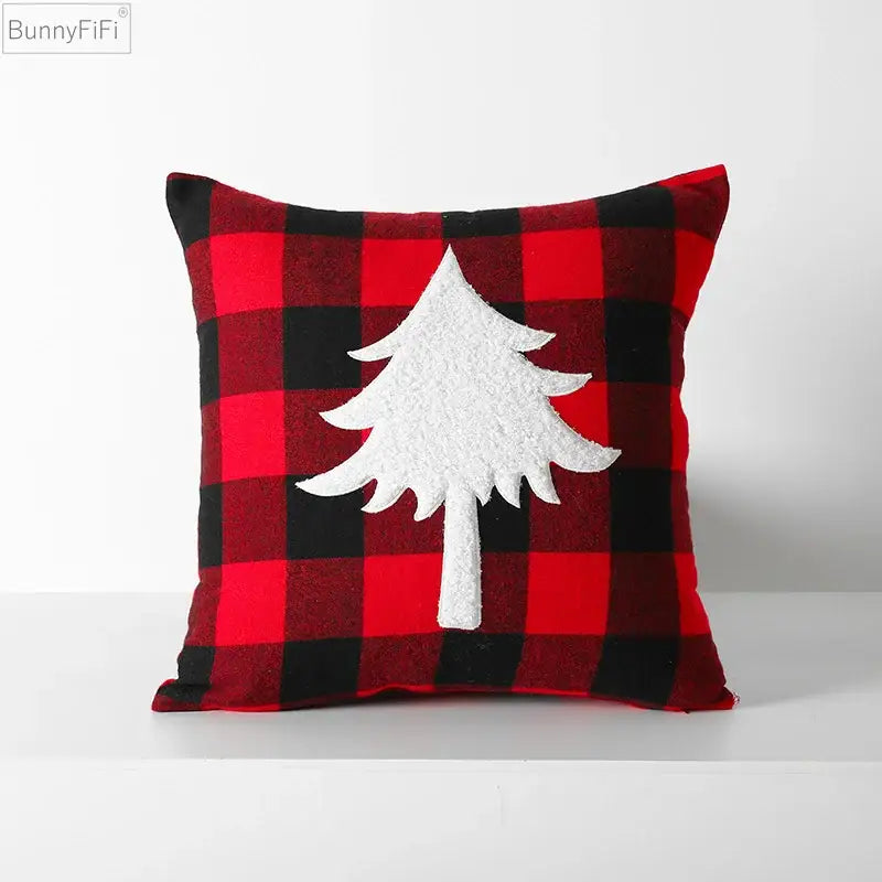 Red Plaid Cushion Cover Velvet 45cm