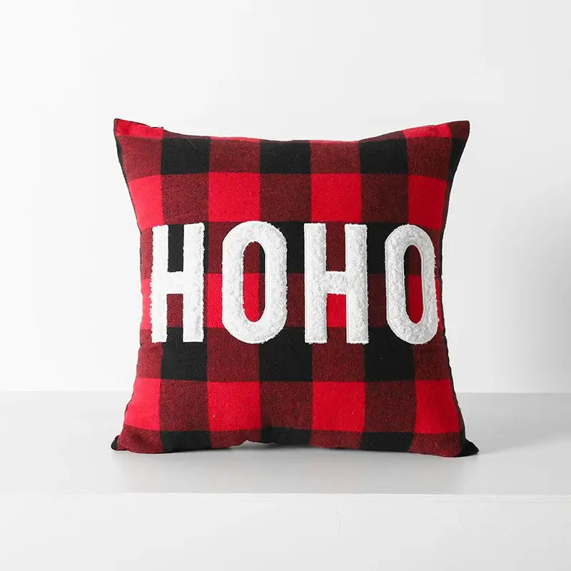 Red Plaid Cushion Cover Velvet 45cm