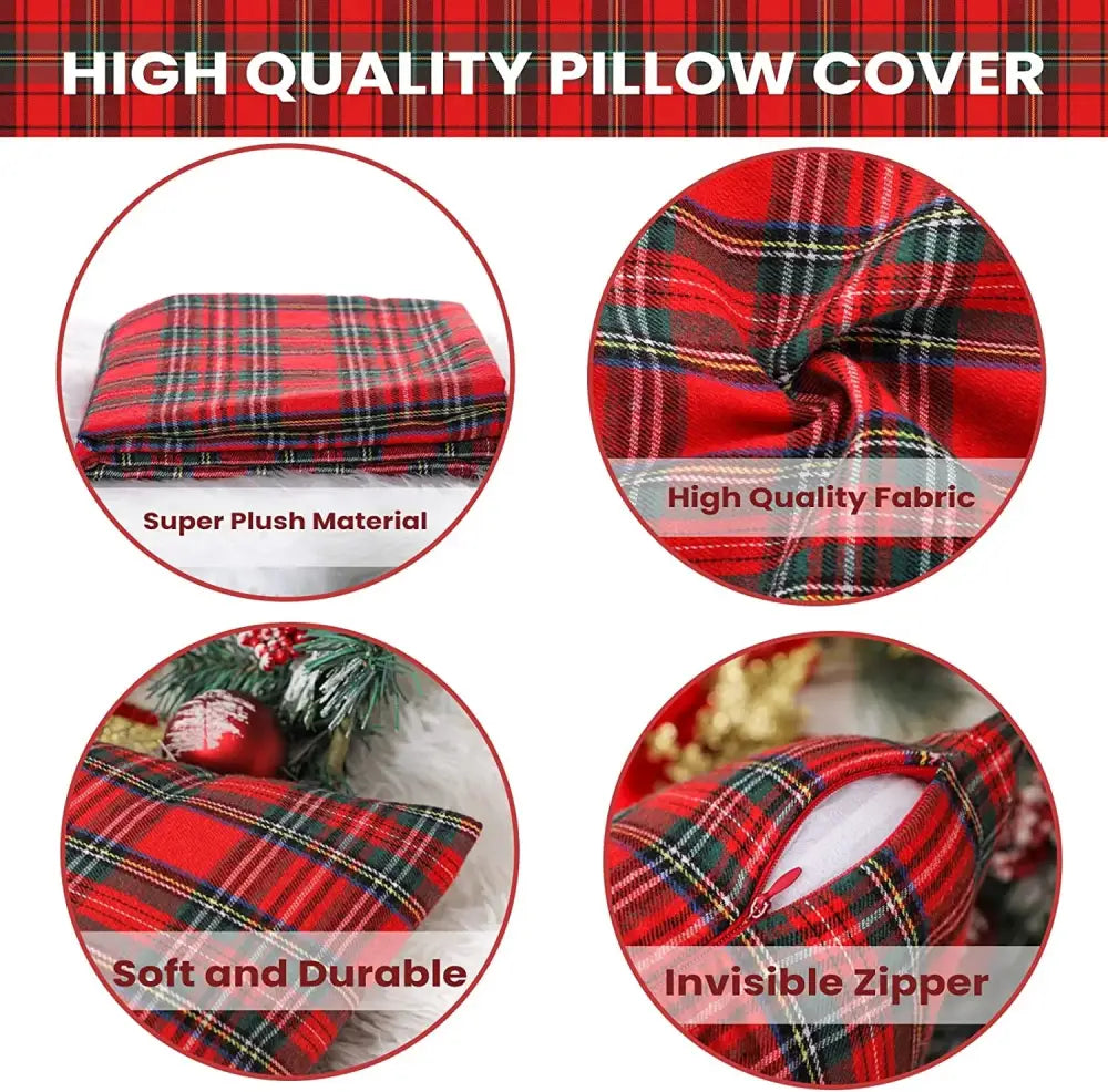 Plaid Christmas Pillow Cover