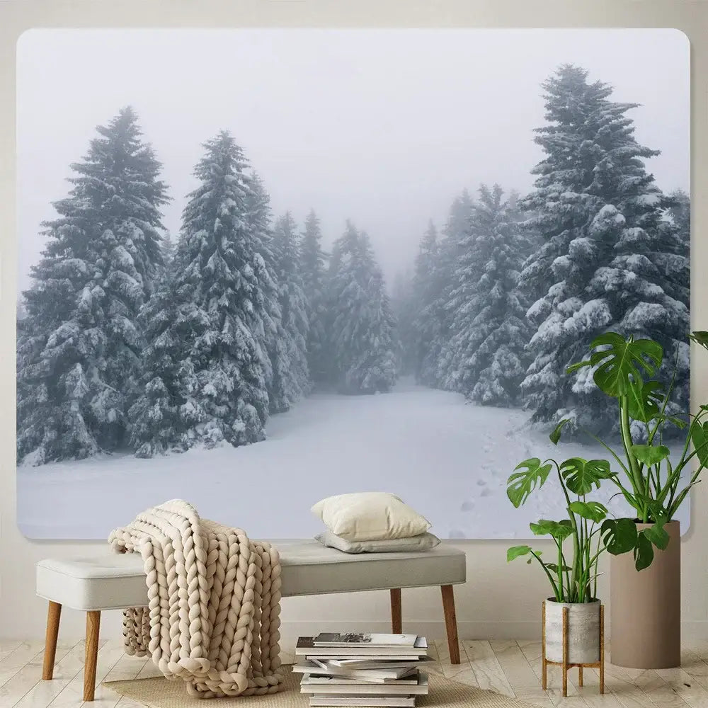 Snow Forest Wall Tapestry 300cm Polyester