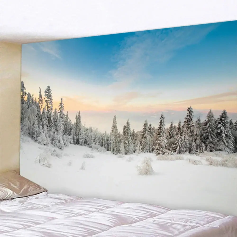 Snow Forest Wall Tapestry 300cm Polyester