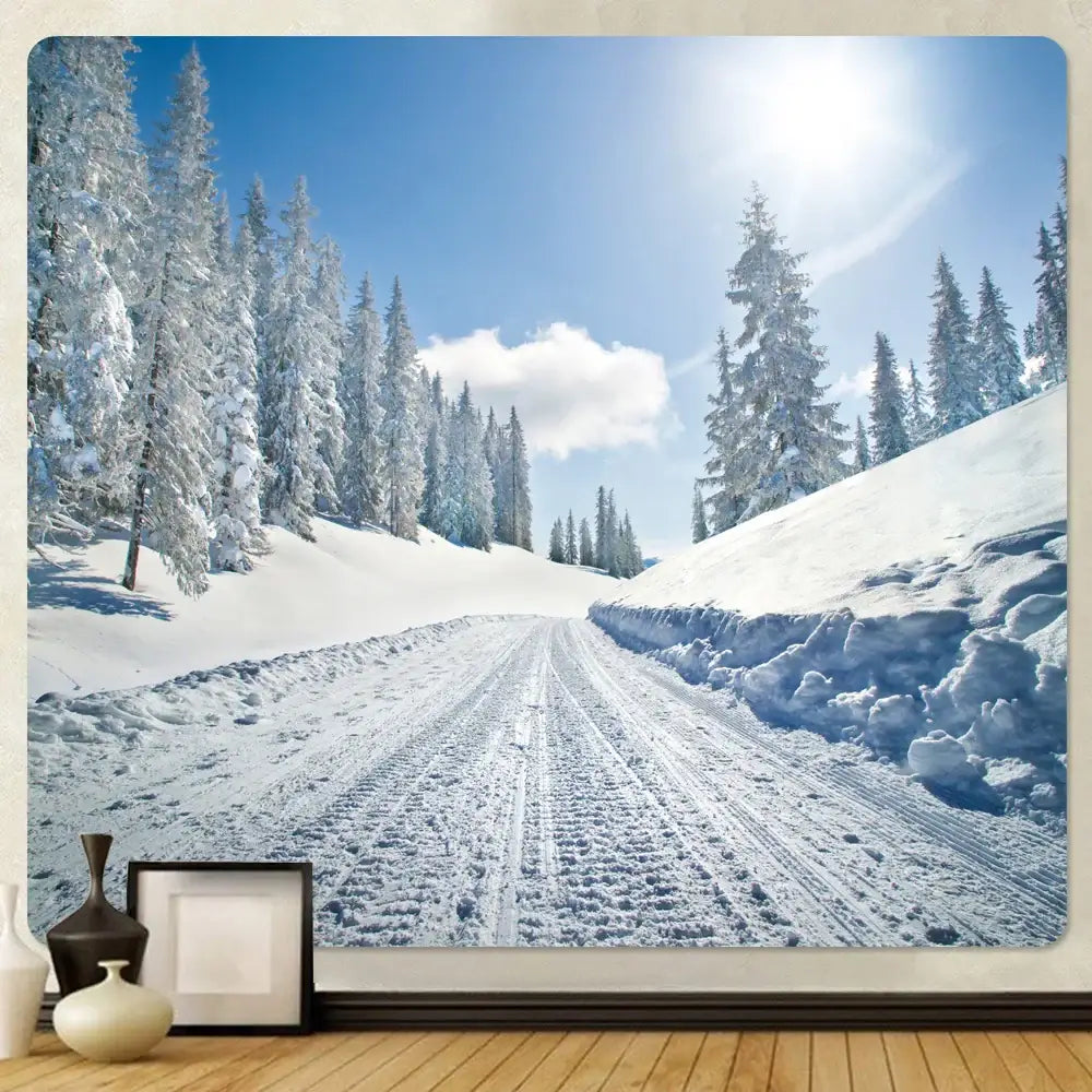 Snow Forest Wall Tapestry 300cm Polyester