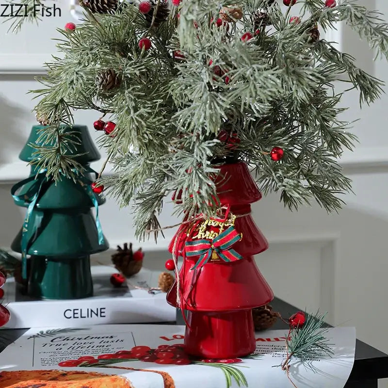 Red Christmas Tree Vase