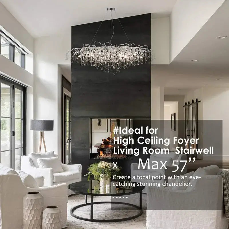 Chrome Rectangular Crystal Chandelier