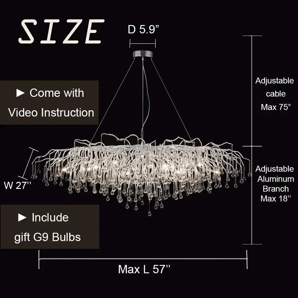 Chrome Rectangular Crystal Chandelier