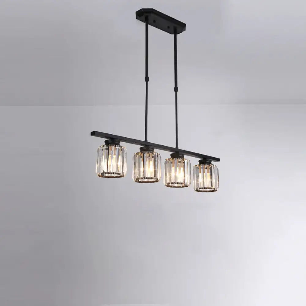 Black Sleek Crystal Pendant Light