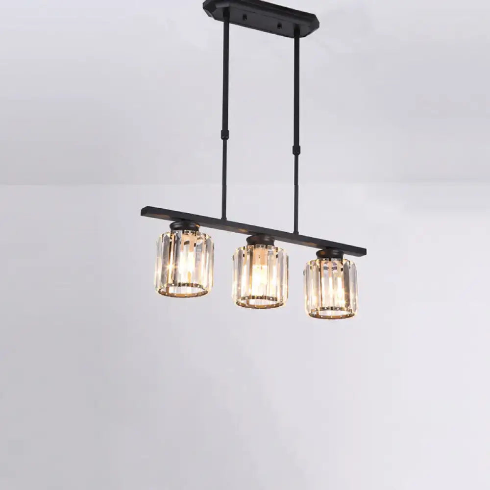 Black Sleek Crystal Pendant Light