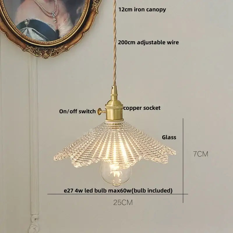 Gold Leaf Accent Glass Dining Pendant