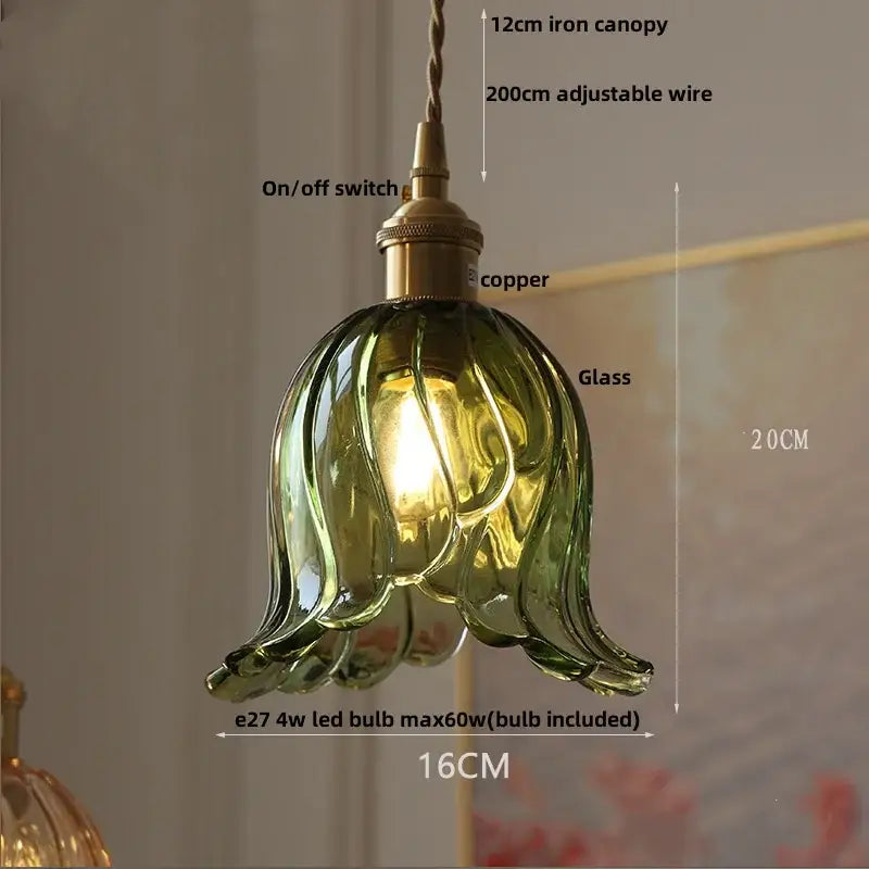 Gold Leaf Accent Glass Dining Pendant