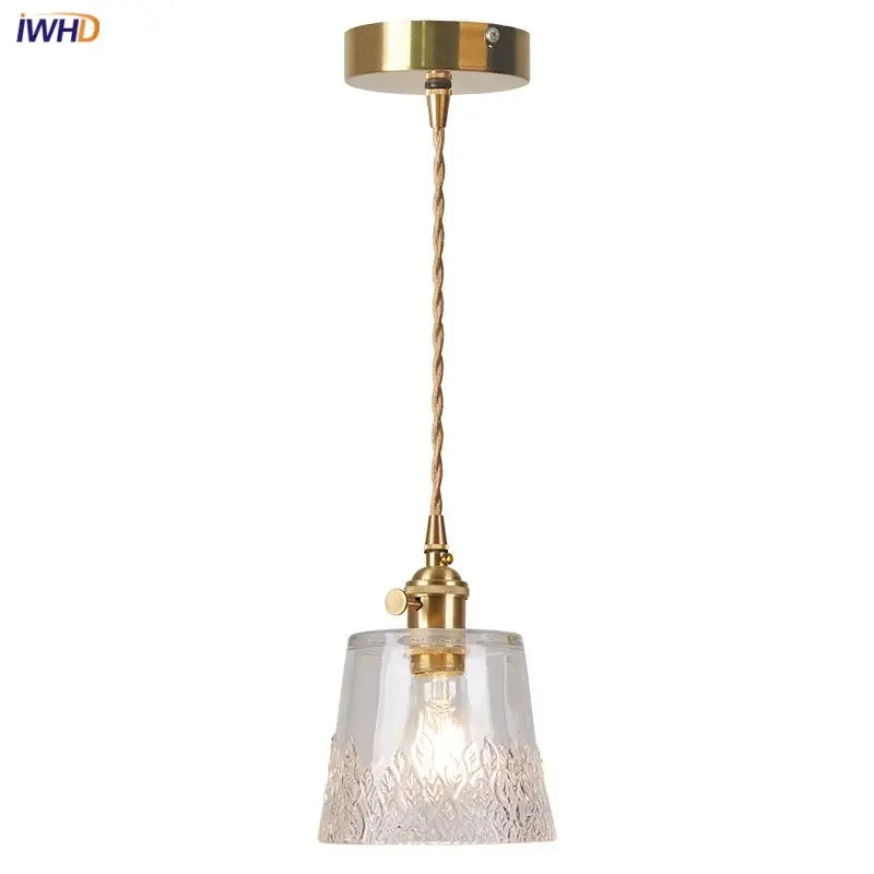 Gold Leaf Accent Glass Dining Pendant