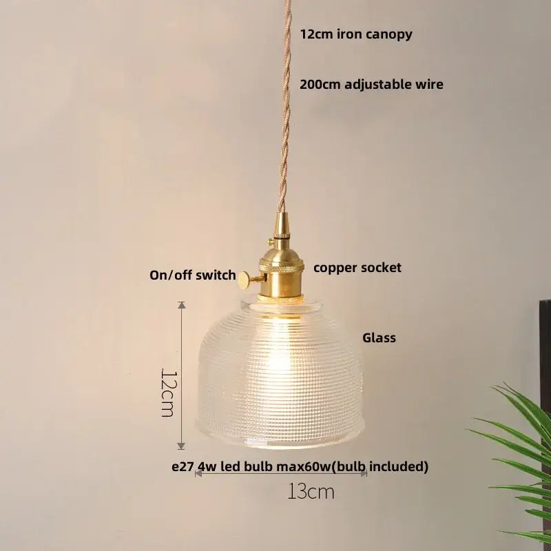 Gold Leaf Accent Glass Dining Pendant