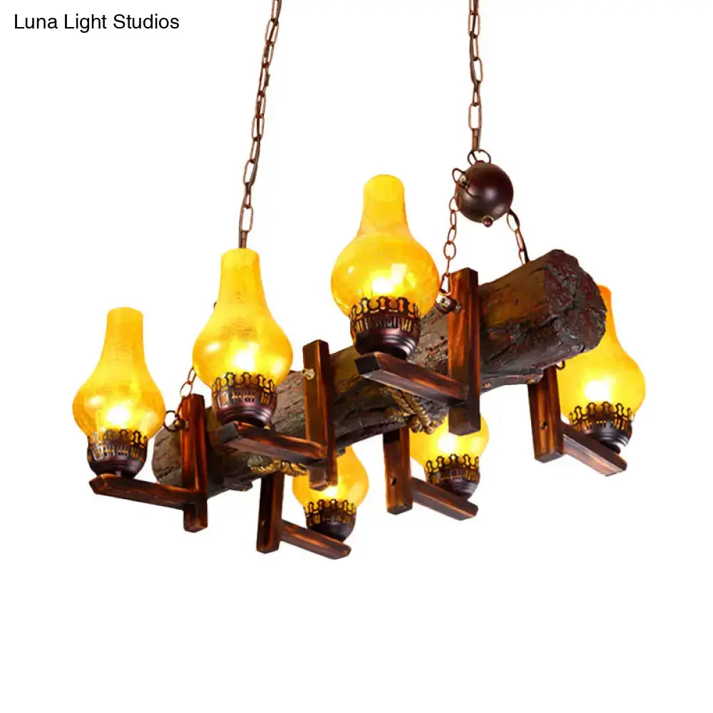 Yellow Crackle Glass Chandelier