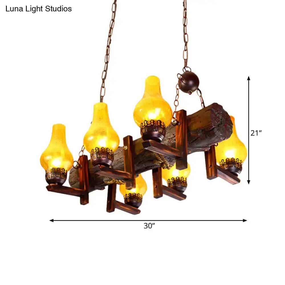 Yellow Crackle Glass Chandelier