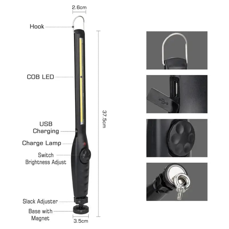 Black LED Clip Work Light