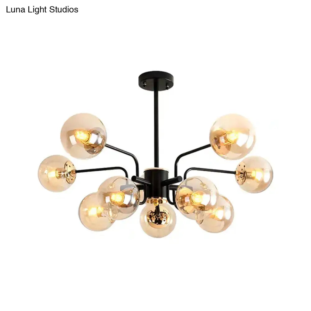 Black Amber Glass Chandelier Energy-Efficient
