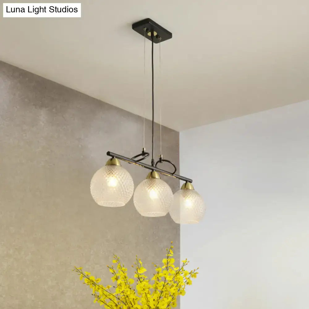 Black Prismatic Glass Pendant Light 3 or 4 Lights