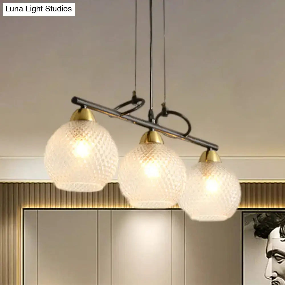 Black Prismatic Glass Pendant Light 3 or 4 Lights