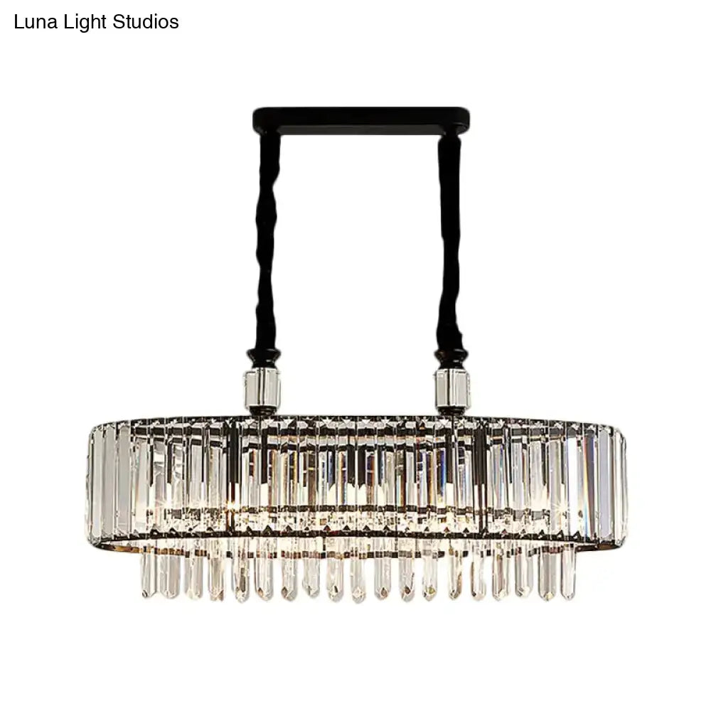 Black Crystal Island Chandelier Rectangle Prism Shade