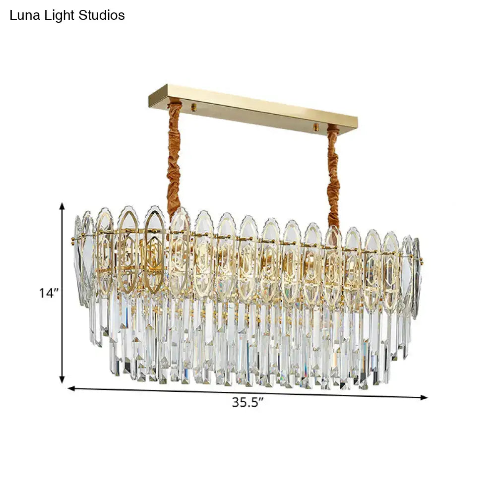 Gold Crystal Island Chandelier Clear Crystal for Kitchen