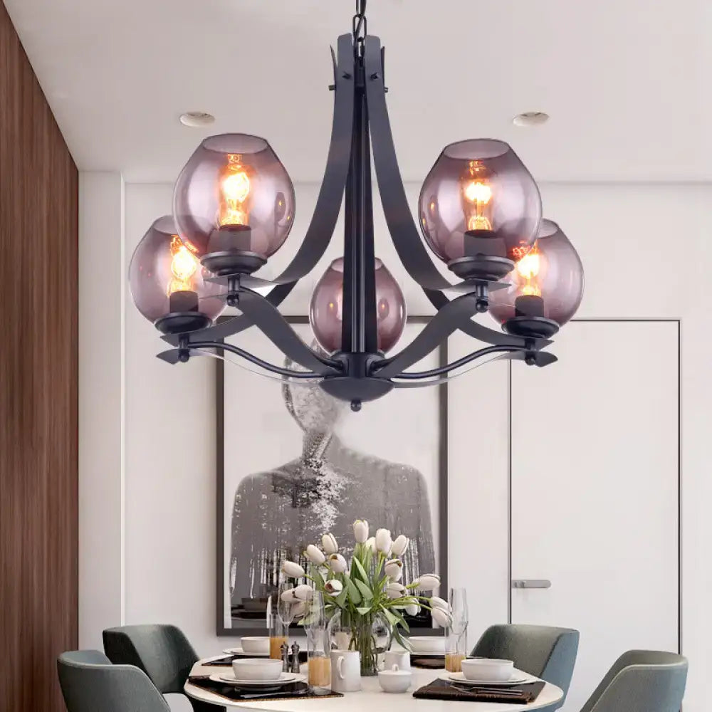Black Gray Globe Chandelier