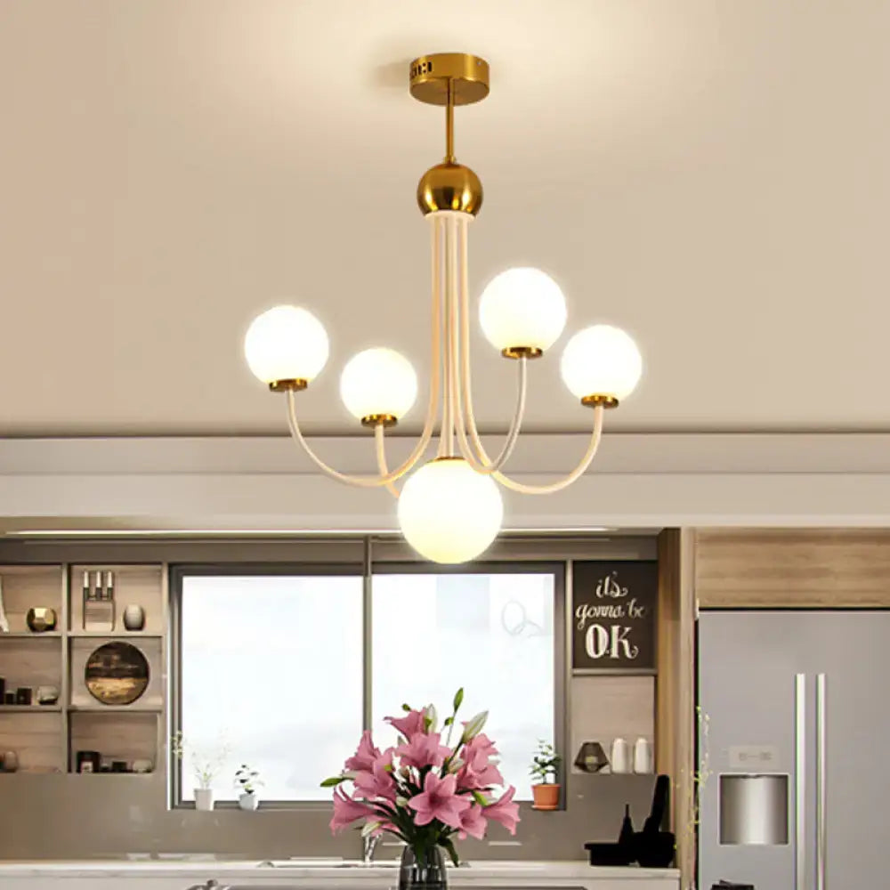 White Glass Sphere Chandelier