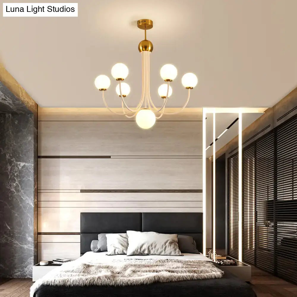 White Glass Sphere Chandelier