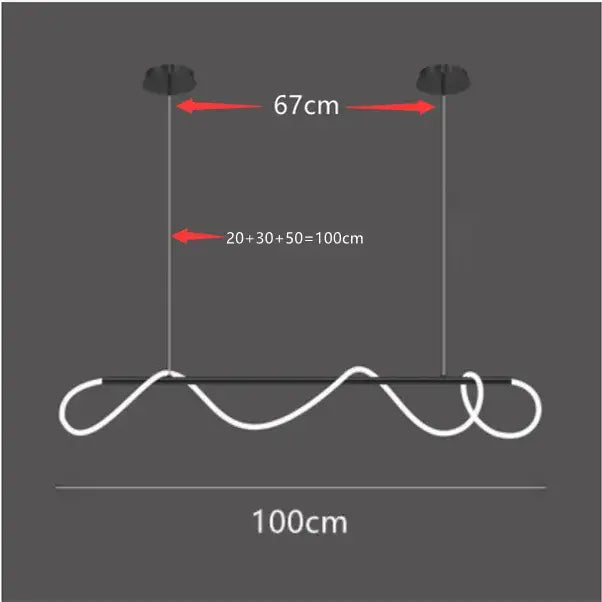Gold Curved LED Chandelier 60-200cm