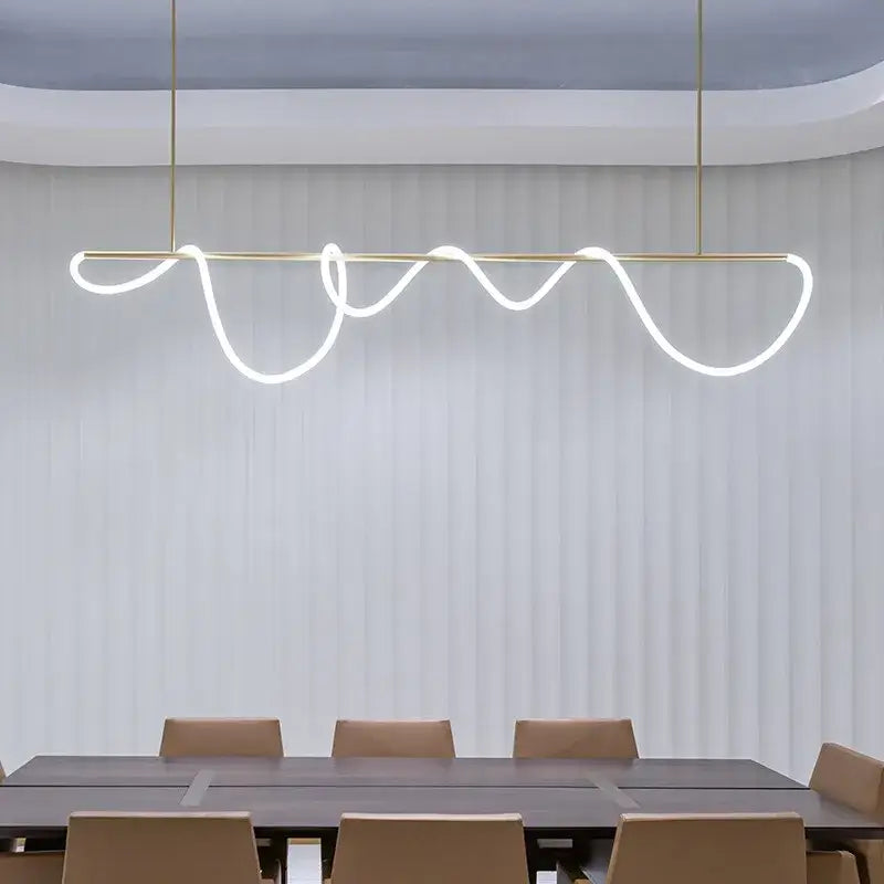 Gold Curved LED Chandelier 60-200cm