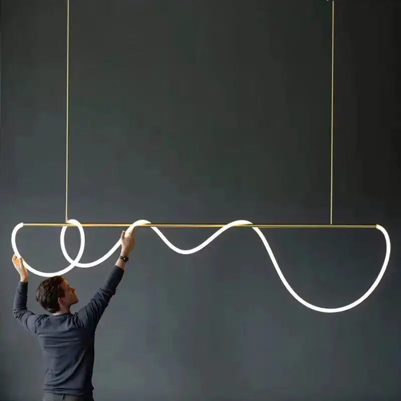 Gold Curved LED Chandelier 60-200cm