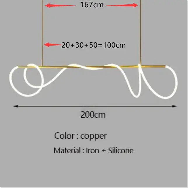 Gold Curved LED Chandelier 60-200cm