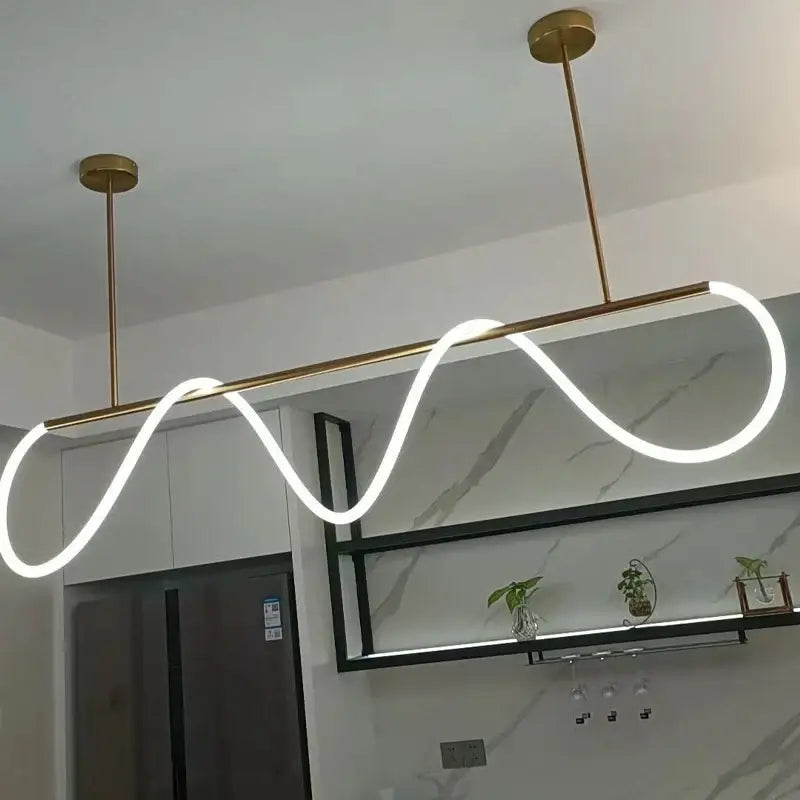 Gold Curved LED Chandelier 60-200cm