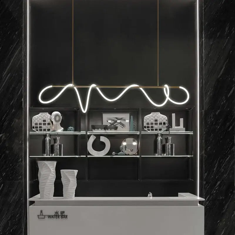 Gold Curved LED Chandelier 60-200cm