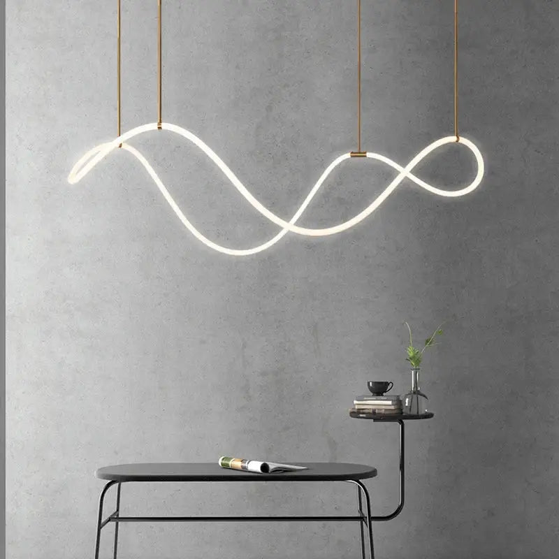 Gold Curved LED Chandelier 60-200cm