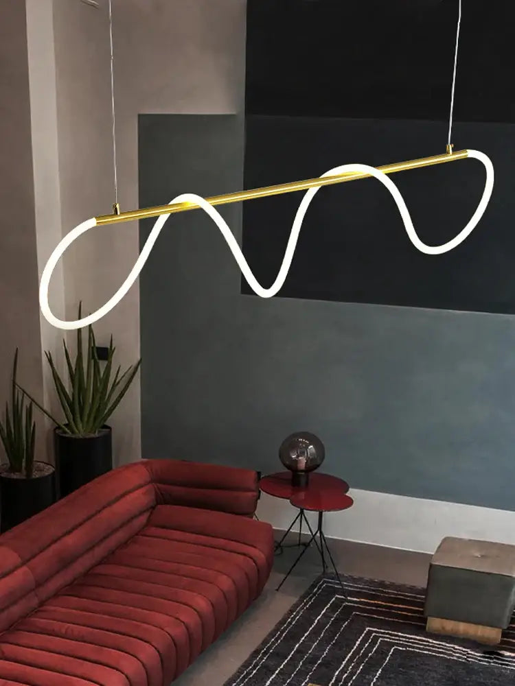Gold Curved LED Chandelier 60-200cm