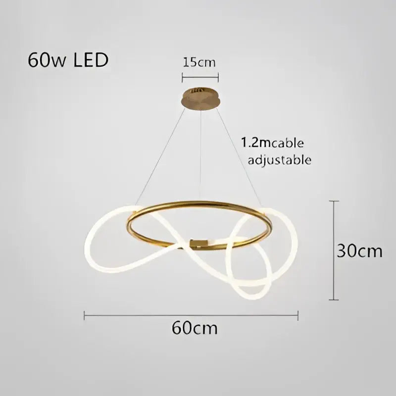 Gold Curved LED Chandelier 60-200cm