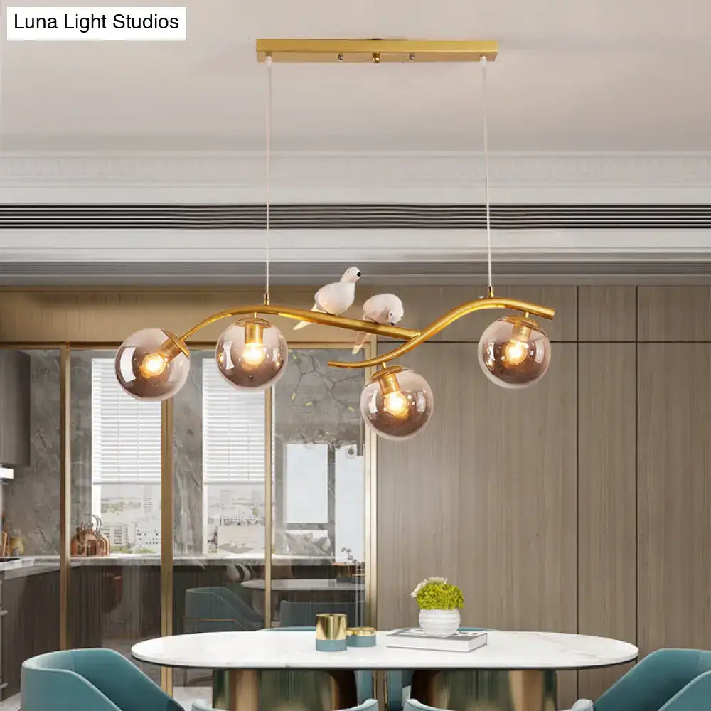 Gold Black Pendant Light Cognac Smoke Grey Glass