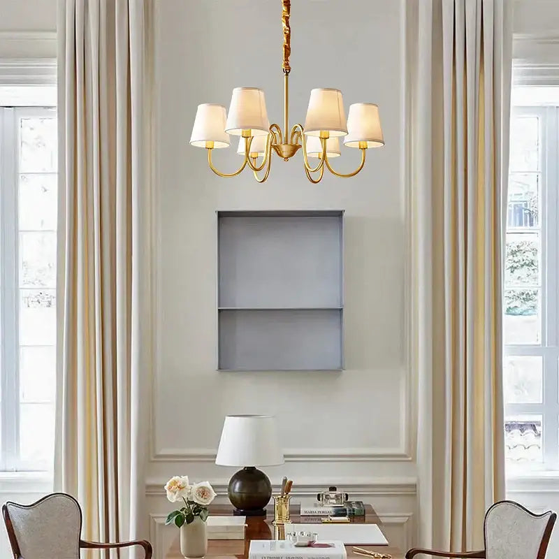 Copper Fabric Shade 10-Head Chandelier