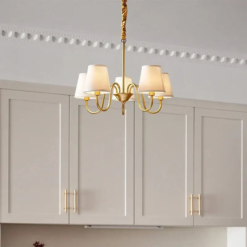 Copper Fabric Shade 10-Head Chandelier