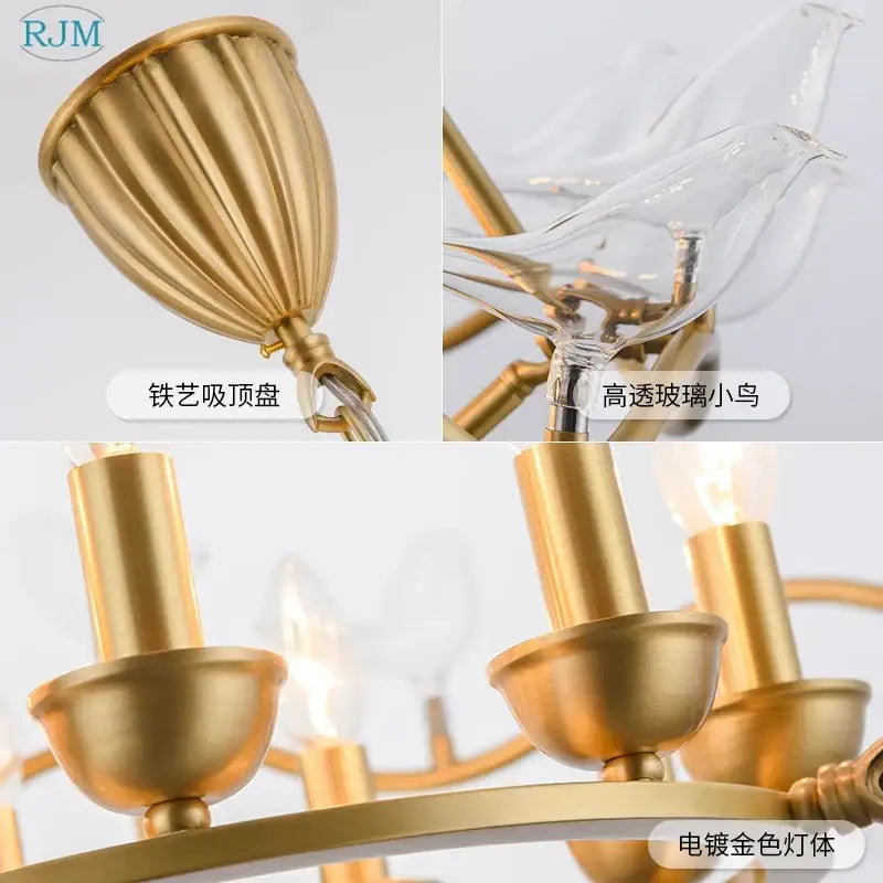 Copper Bird Chandelier for Dining and Social Areas