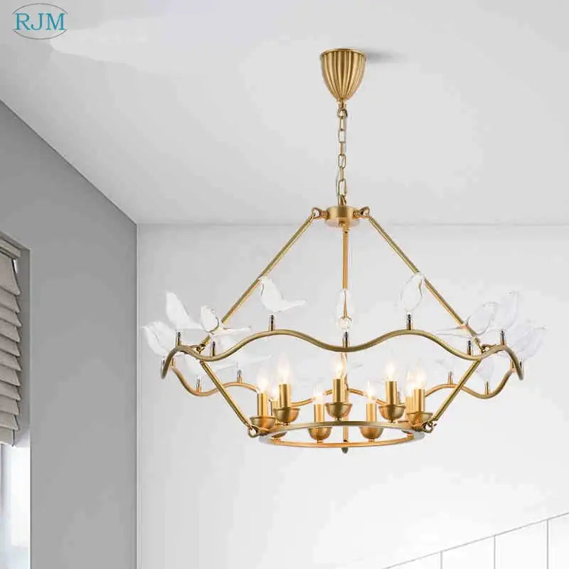 Copper Bird Chandelier for Dining and Social Areas