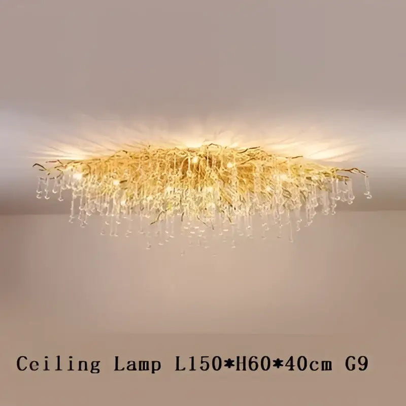 Copper Crystal Branch Chandelier