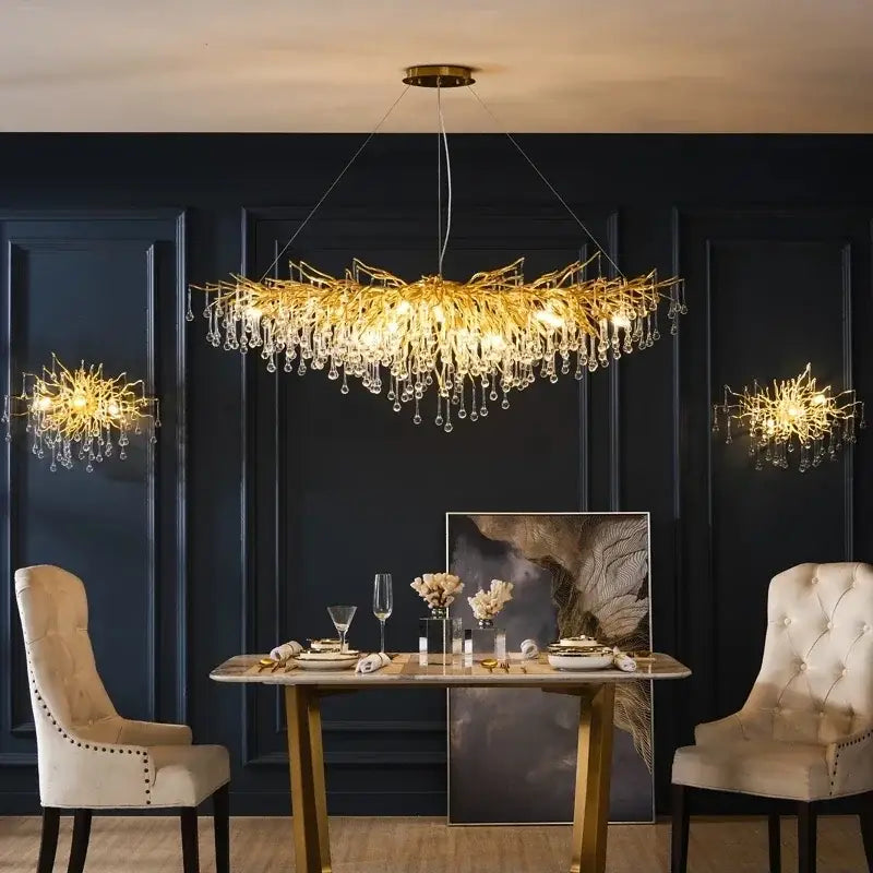 Copper Crystal Branch Chandelier